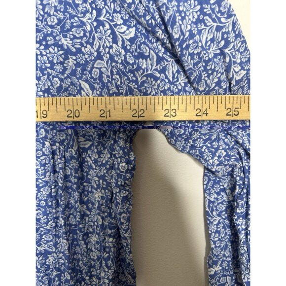 Cynthia Rowley Floral Blouse Button Down 3/4 Sleeve Top Blue White Plus Size 1X - Picture 6 of 8
